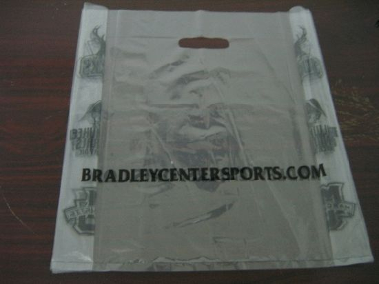 LDPE Transparent Printed Plastic Punch Out Handle Merchandise Bag