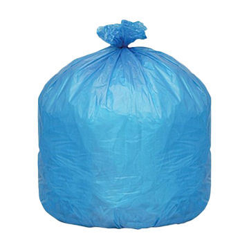 HDPE Blue Disposable C-Fold Plastic Rubbish Bag